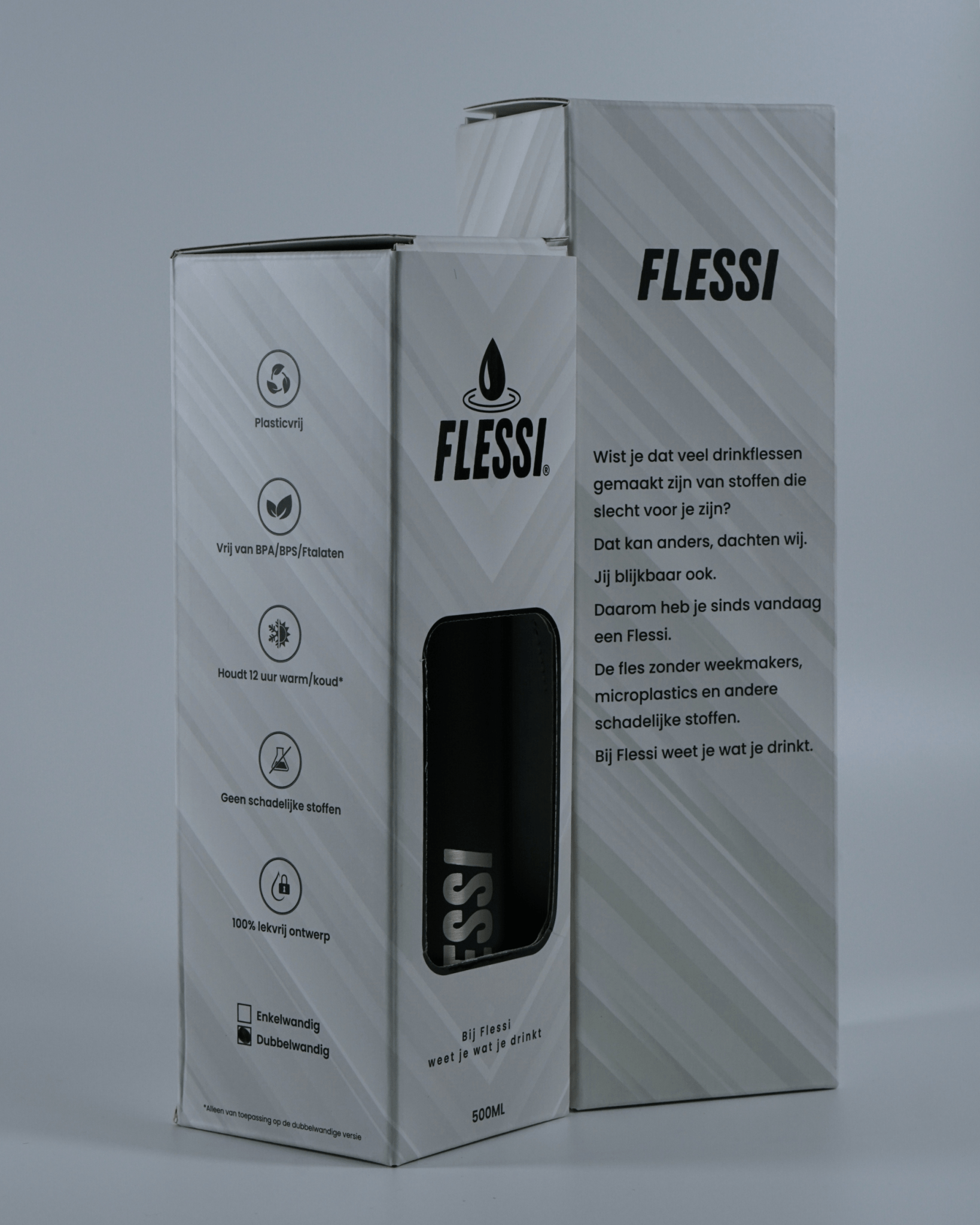 RVS drinkfles dubbelwandig - 100% plasticvrij - Flessi