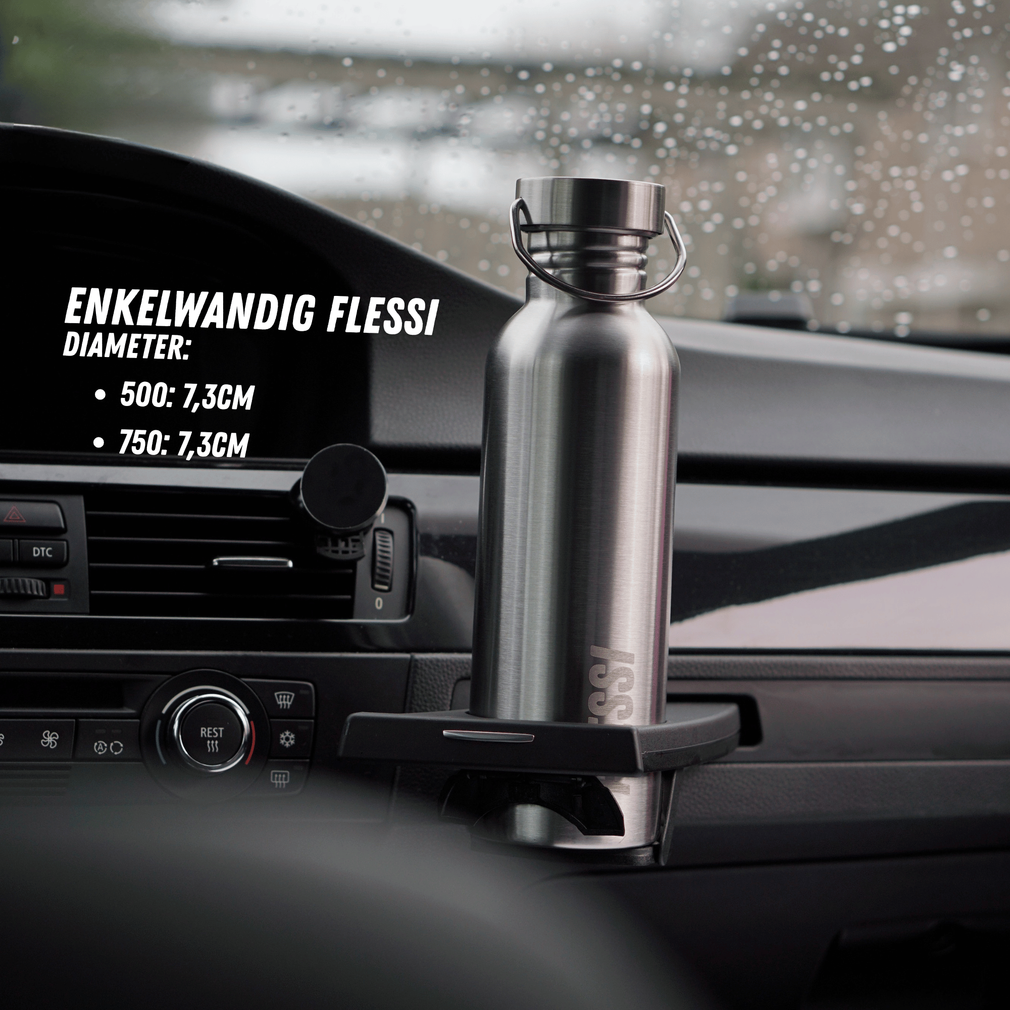 RVS drinkfles enkelwandig - 100% plasticvrij - Flessi