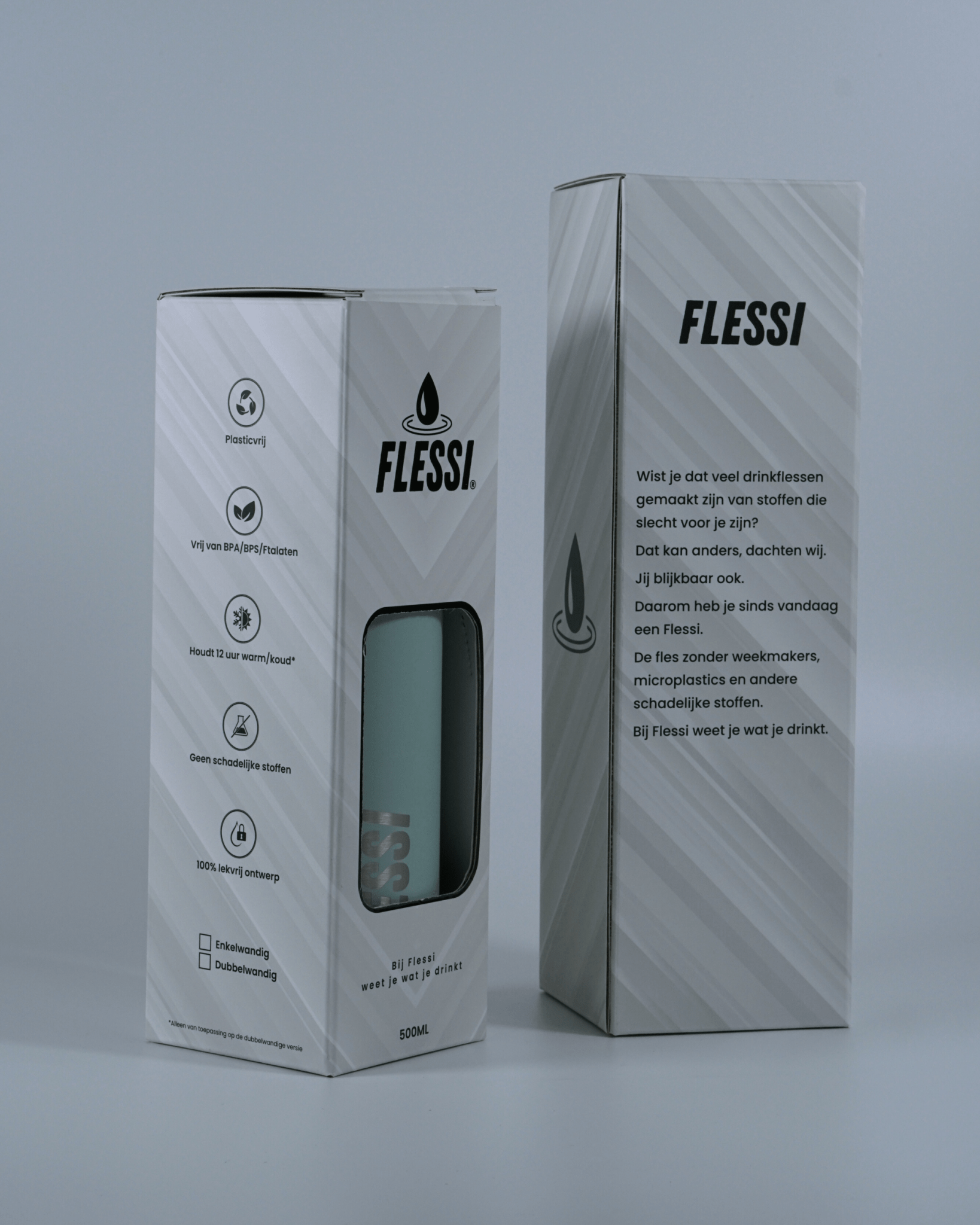 RVS drinkfles enkelwandig - 100% plasticvrij - Flessi